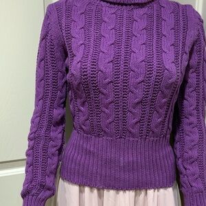 Moda International purple cable style turtleneck sweater size small.